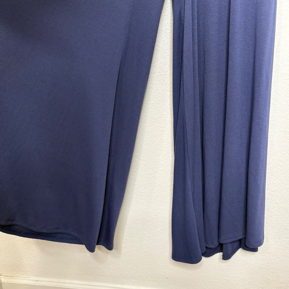 Free People FP Beach Leigh Open Back Jumpsuit Navy Blue Ribbed Wide Leg XS - Picture 4 of 7